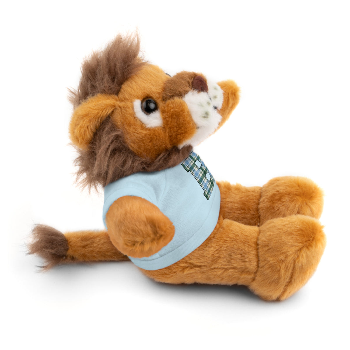 Plush Bear with Plaid Monogram Tee — Personalized Initial 'B' Stuffed Animal Gift