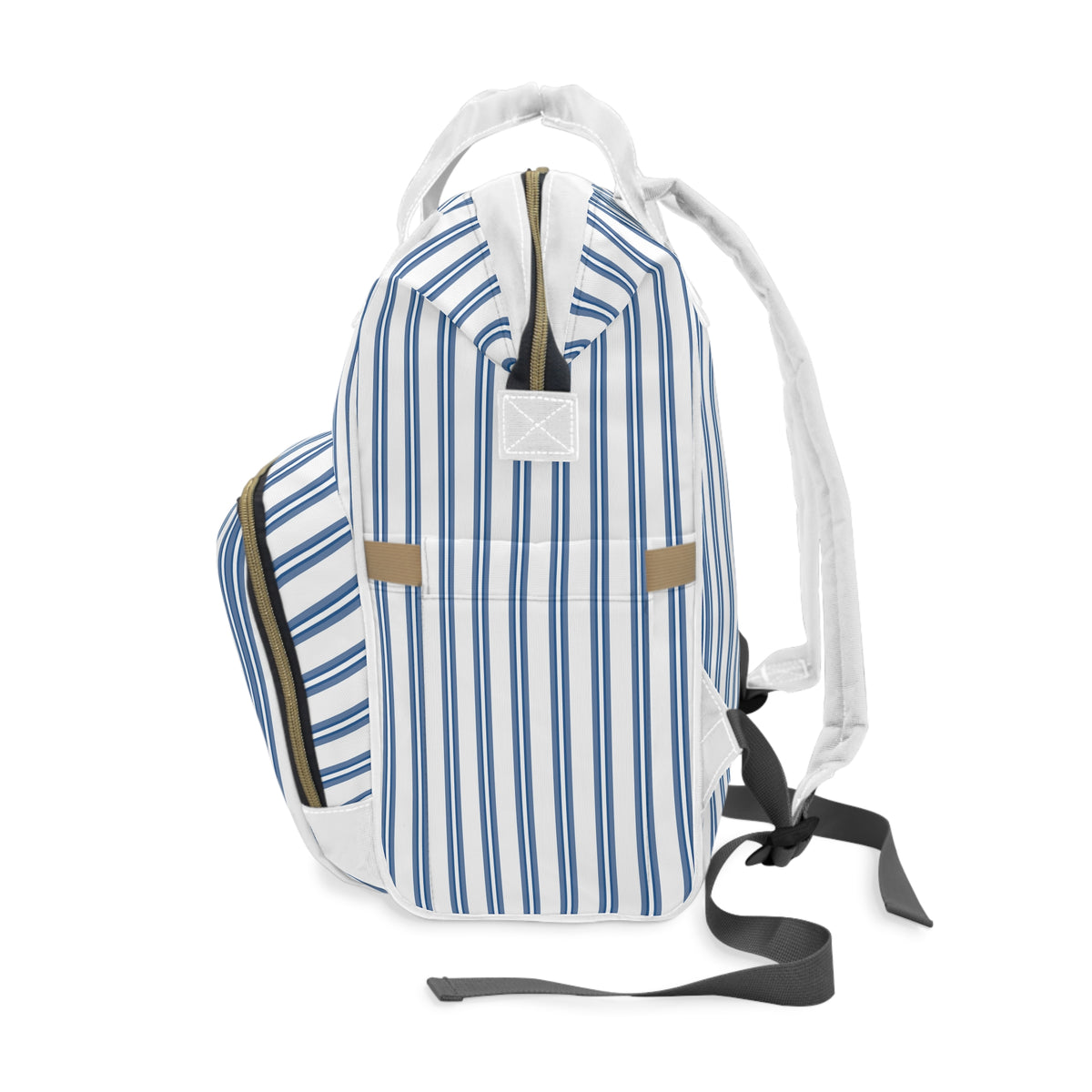 Striped Multifunctional Diaper Backpack – Large Baby Changing Bag with Multiple Pockets