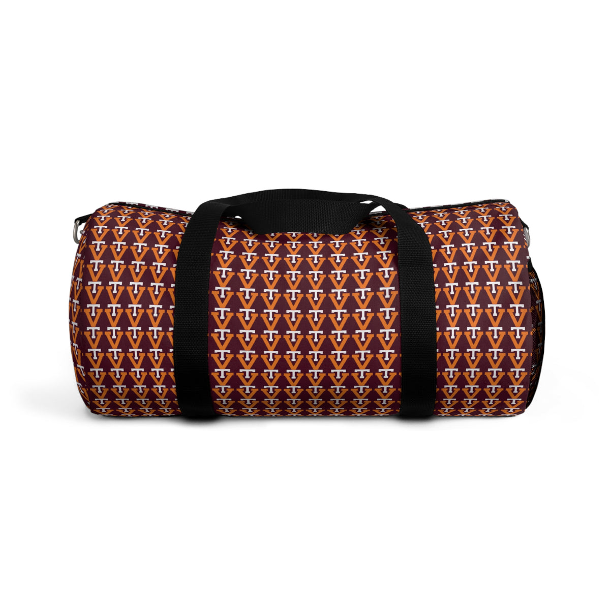 Monogram Pattern Duffel Bag — Repeating V Logo Travel Gym Bag