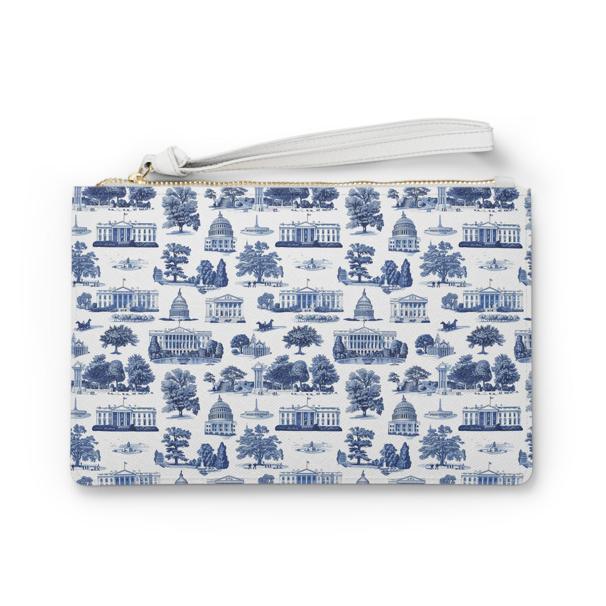 Capitol Toile Clutch Bag — Blue Washington Landmark Wristlet