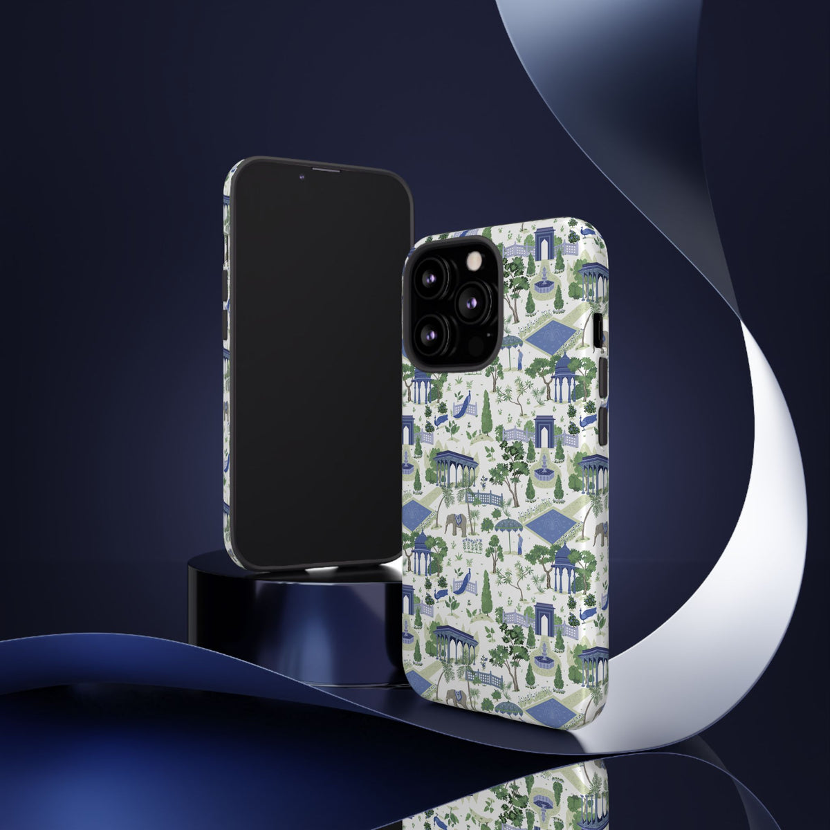 Garden Pavilion Phone Case — Blue & Green Toile Protective iPhone Cover