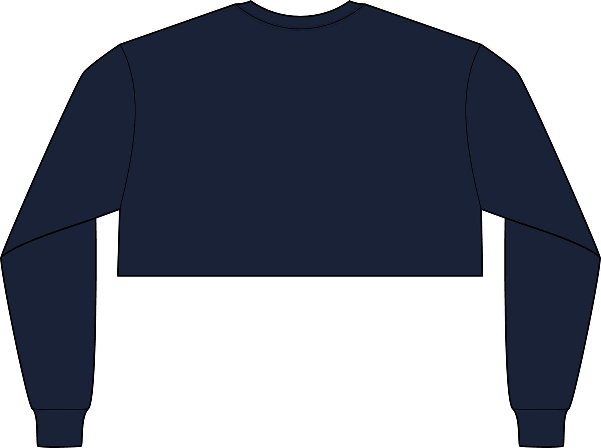 Cropped Long Sleeve Tee — Bold Yellow 'M' College Logo